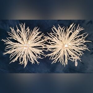 Victorian Creamy White Luxurious Snowflakes w/Sequins & Rhinestones, Set of 2